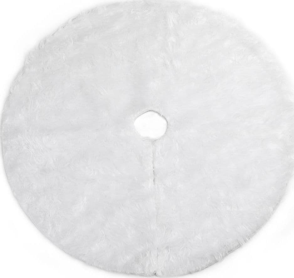 TAPPETO GONNA COPERTURA BASE ALBERO DI NATALE 120 CM PELUCHE BIANCO EFFETTO NEVE - 2