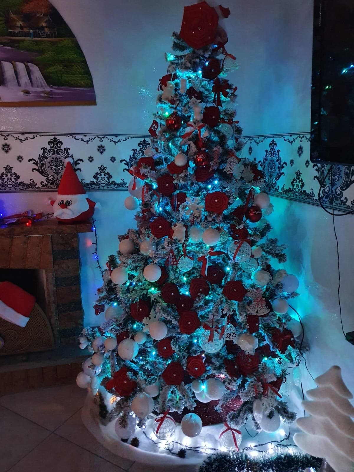 ALBERO DI NATALE 210 CM ABETE SNOW CON EFFETTO INNEVATO BIANCO BASE A CROCE - 7