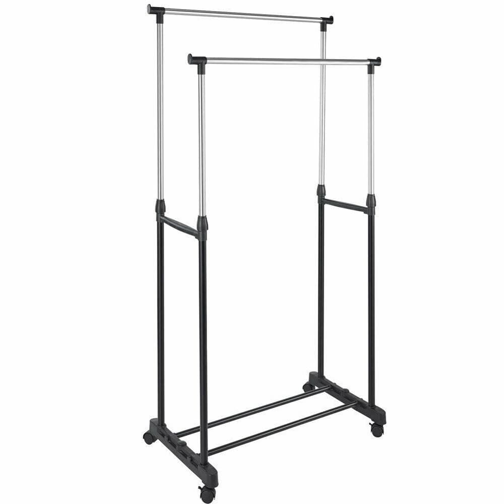STAND APPENDIABITI DOPPIO CON RUOTE STENDER REGOLABILE IN ALTEZZA 80X40X160 CM - 2