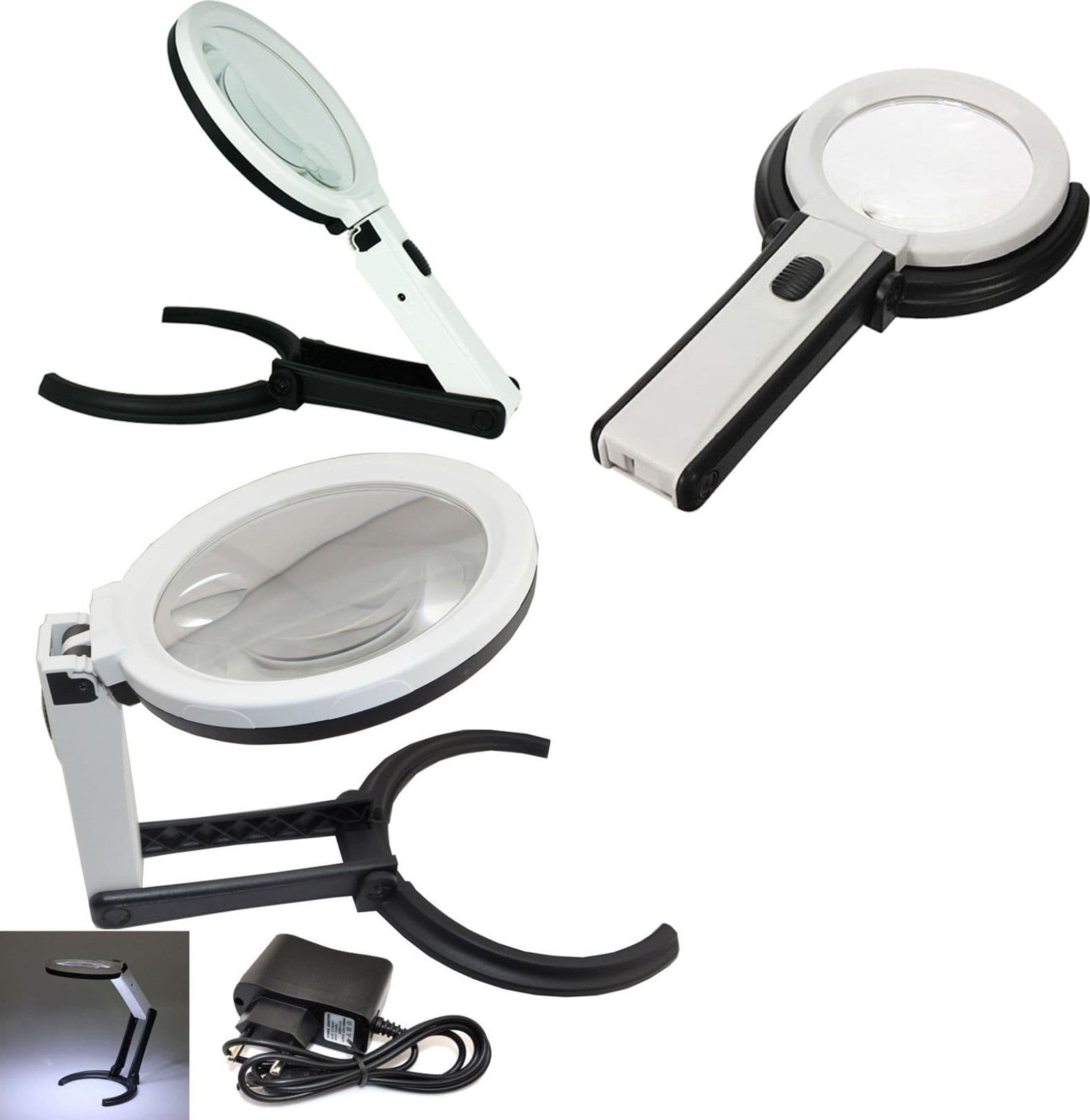 LENTE DI INGRANDIMENTO DA TAVOLO LAMPADA CON 10 LED PORTATILE 120 MM A 28MM - 2