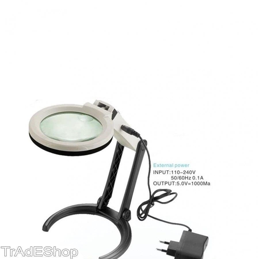 LENTE DI INGRANDIMENTO DA TAVOLO LAMPADA CON 10 LED PORTATILE 120 MM A 28MM - 4