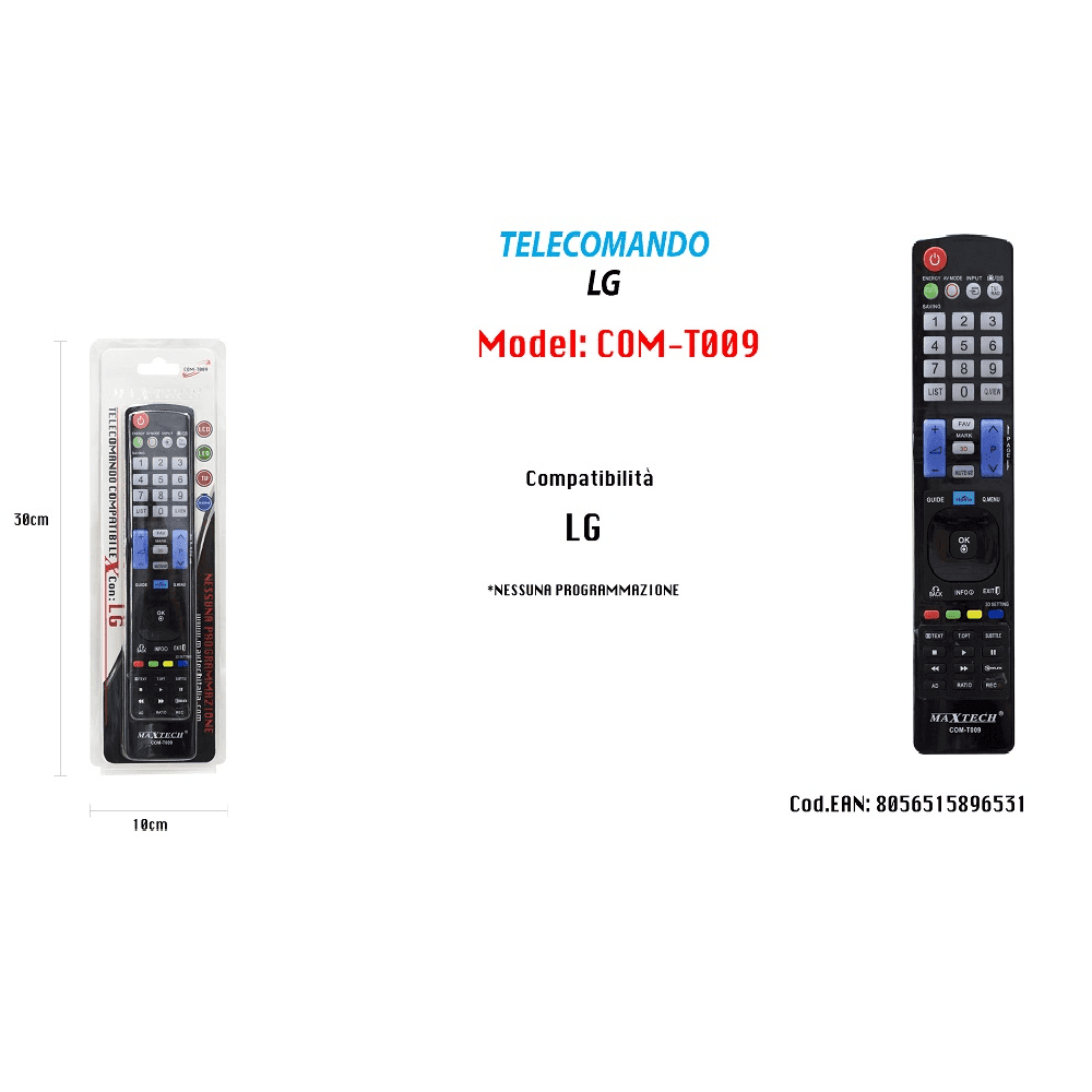 TELECOMANDO COMPATIBILE LG SMART TV SENZA PROGRAMMAZIONE LCD LED PLASMA COM-T009 - 2