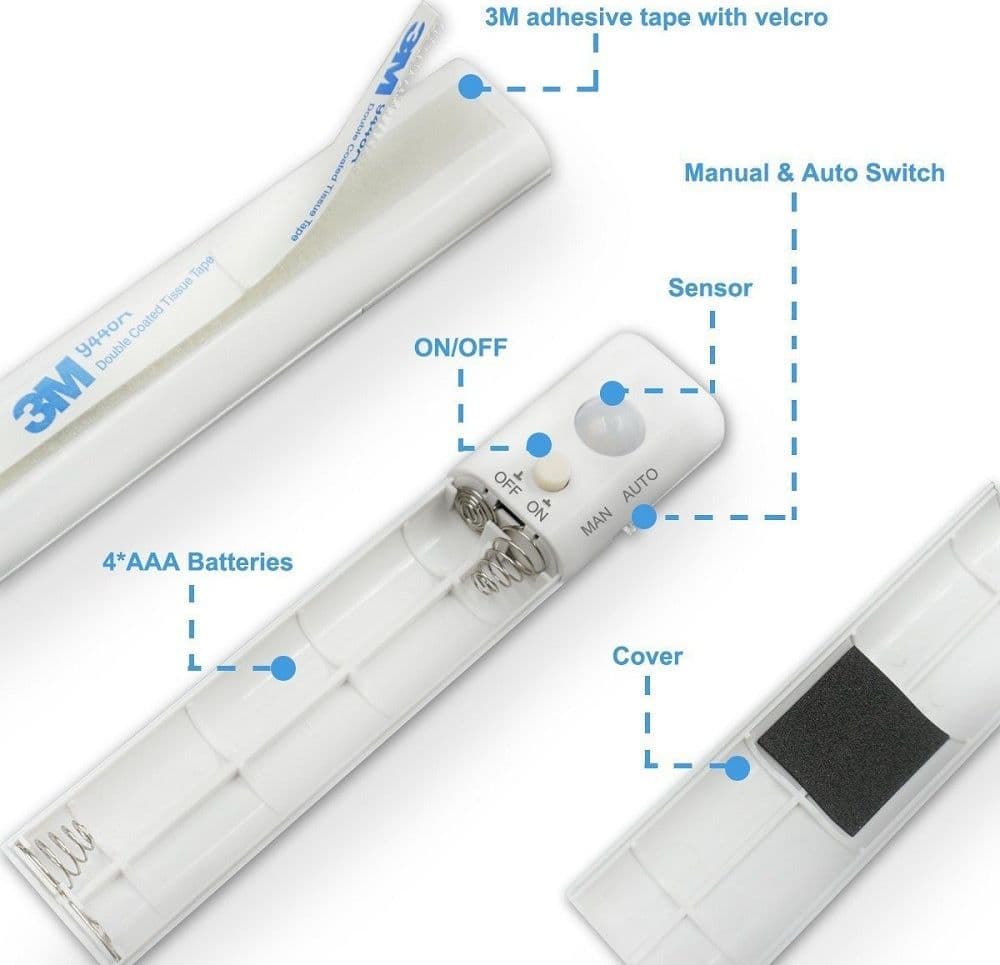 STRISCIA LED CON SENSORE DI MOVIMENTO LUCE BIANCA 6000K 1MT ARMADI LETTO - 3
