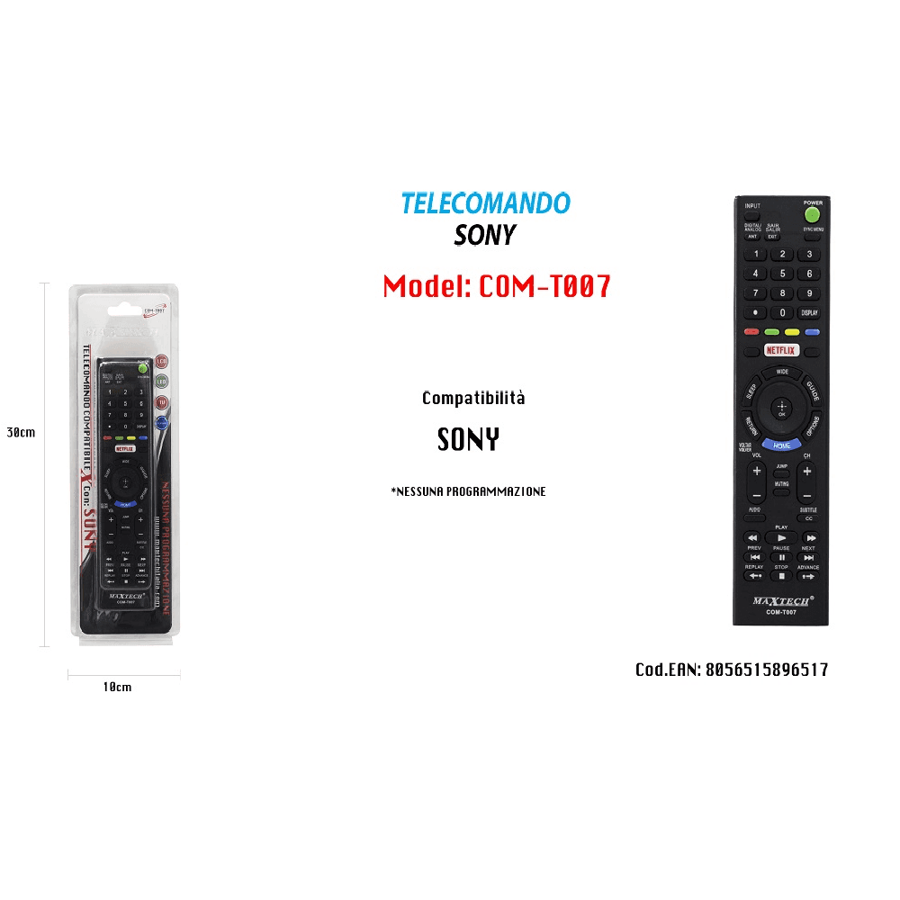 TELECOMANDO COMPATIBILE CON SONY LCD LED NESSUNA PRAGRAMMAZIONE SERIETV COM-T007 - 2