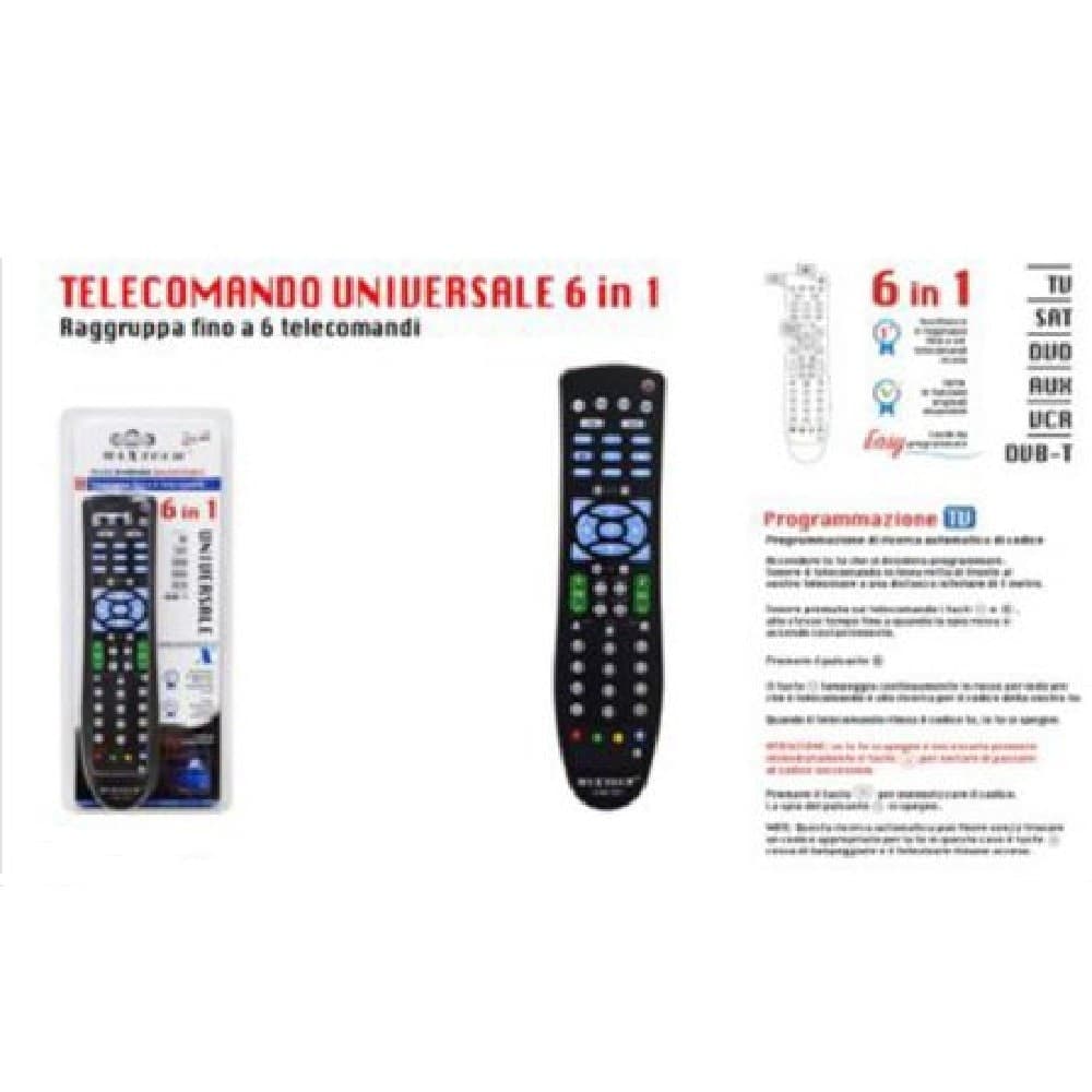 TELECOMANDO UNIVERSALE 6 IN 1 TV-DVD-VCR-SAT-DVB-T-AUX PILE AAA MAXTECH COM-T001 - 2