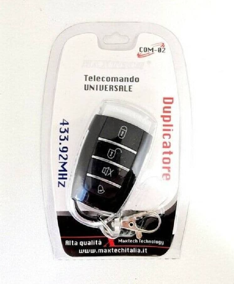 TELECOMANDO UNIVERSALE 433.92MHZ CANCELLO DUPLICATORE MAXTECH COM-02 PORTACHIAVI - 2