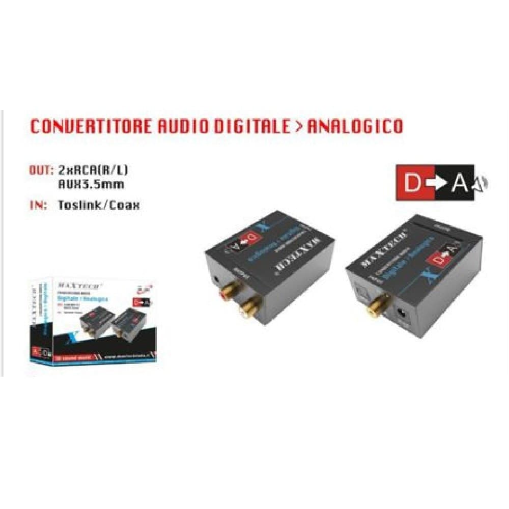 CONVERTITORE UNIDIREZIONALE AUDIO DA DIGITALE COASSIALE A ANALOGICO L/R MAXTECH DK-201 - 2