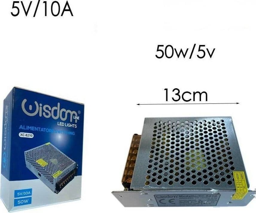 ALIMENTATORE STABILIZZATO TRASFORMATORE SWITCHING DA 10A 5V 50W 100-220V - 2