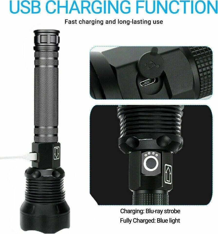 TORCIA TATTICA/MILITARE LED CREE T6 RICARICABILE ZOOM DOPPIA BATTERIA A89-P70 - 8