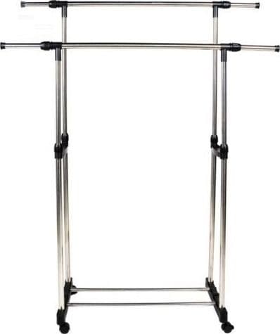 APPENDIABITI ALLUNGABILE TELESCOPICO DOPPIO CON RUOTE E VASSOIO 80X40X80/155CM - 2