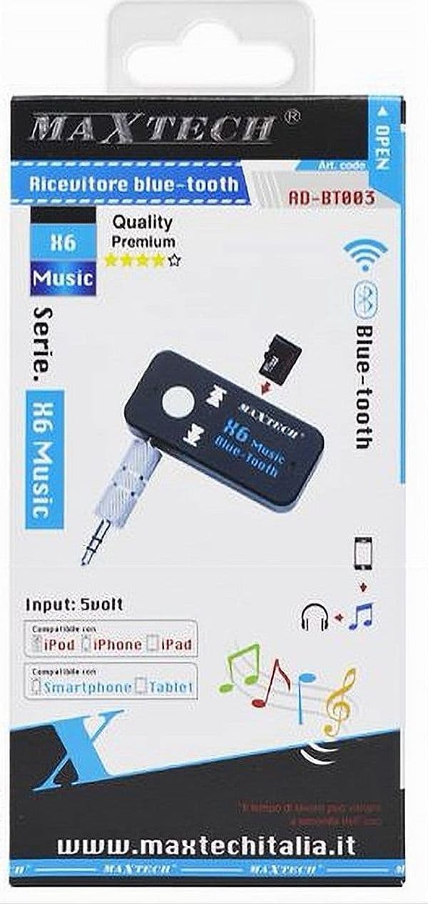 RICEVITORE BLUETOOTH ADATTATORE AUDIO PORTATILE MICROFONO INCORPORATO MAXTECH AD-BT003 - 4