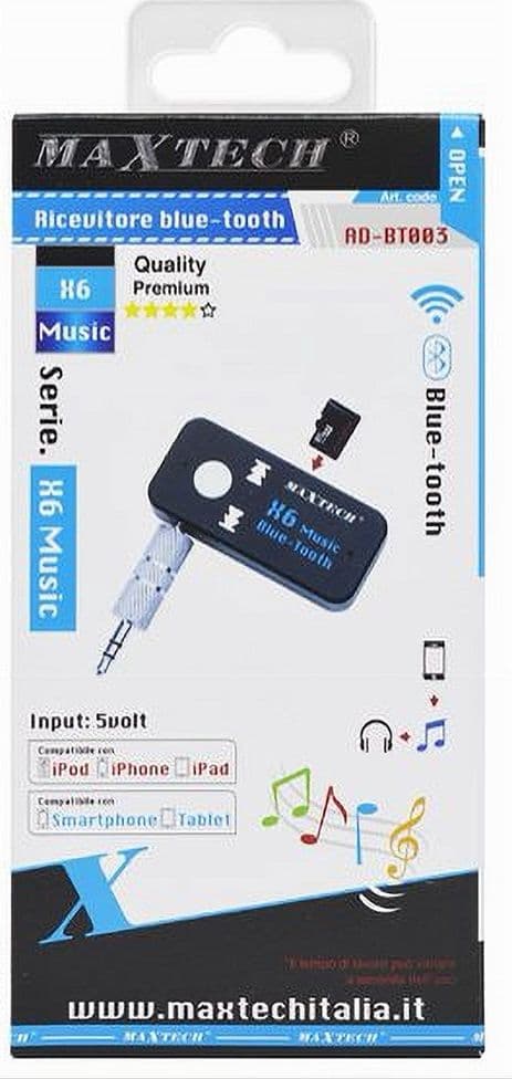 RICEVITORE BLUETOOTH ADATTATORE AUDIO PORTATILE MICROFONO INCORPORATO MAXTECH AD-BT003 - 4