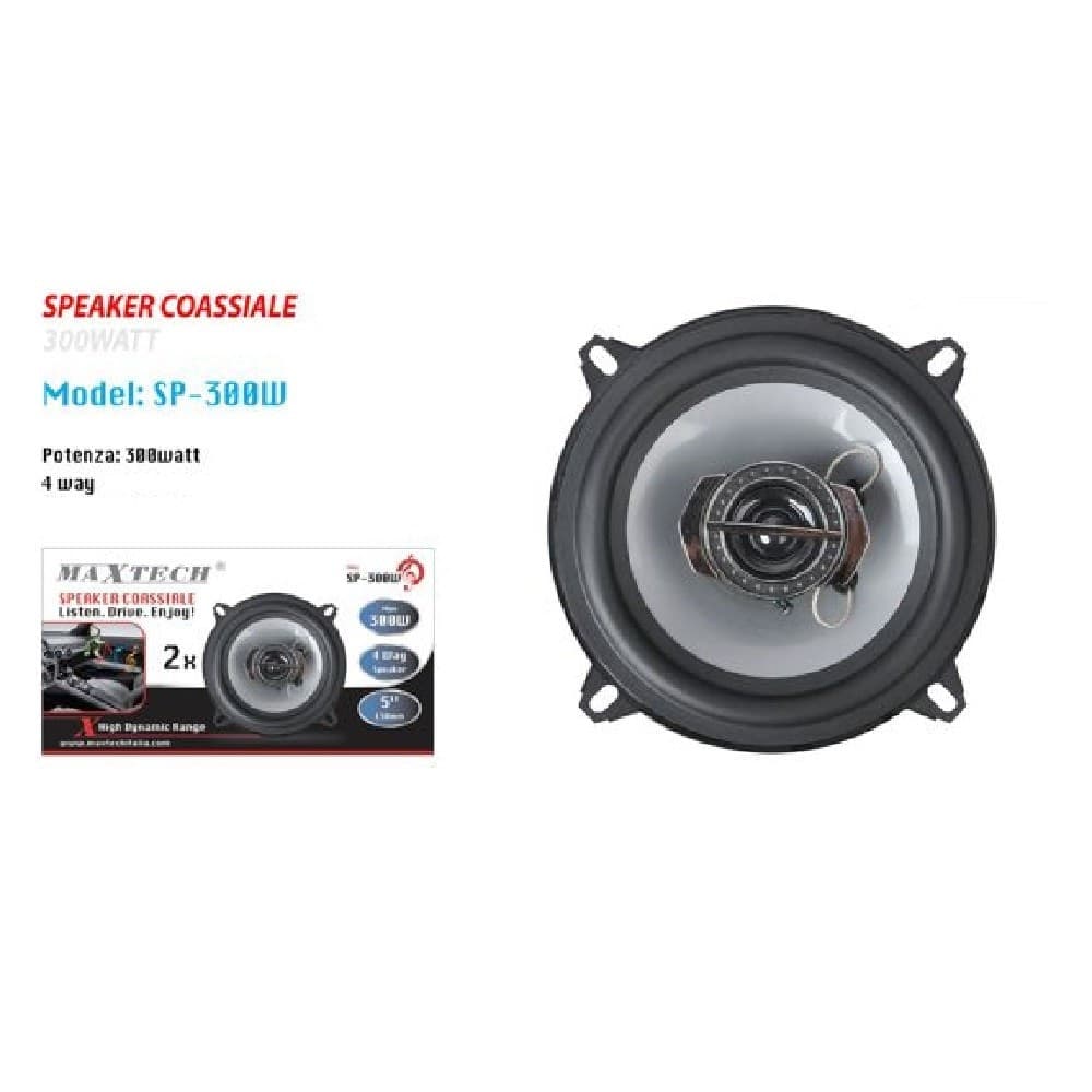 CASSE PER AUTO 300W AUDIO VOLUME SPEAKER COASSIALE 4 VIE MUSICA MAXTECH SP-300W - 2