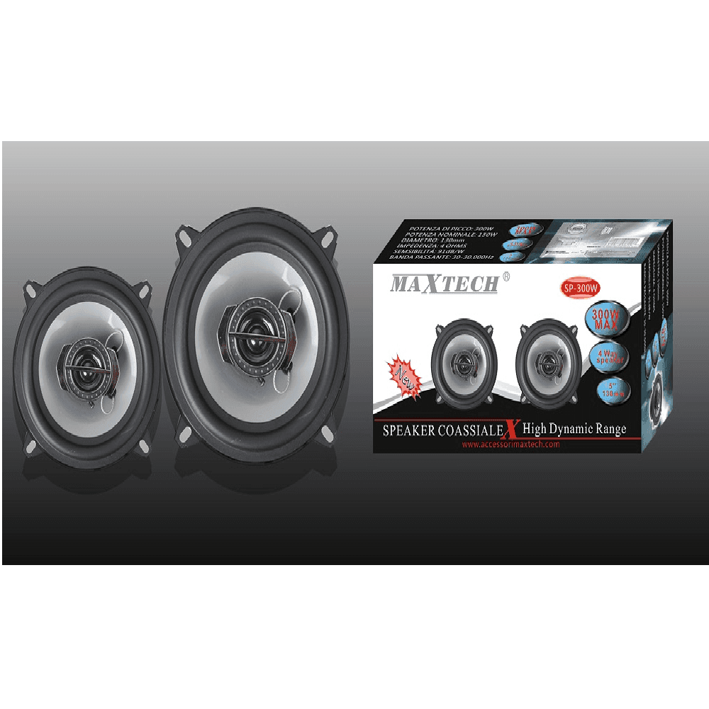 CASSE PER AUTO 300W AUDIO VOLUME SPEAKER COASSIALE 4 VIE MUSICA MAXTECH SP-300W - 3