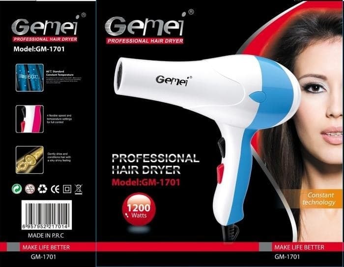 PHON ASCIUGA CAPELLI PROFESSIONALE GEMEI GM-1701 1200 W HAIR DRYER - 6
