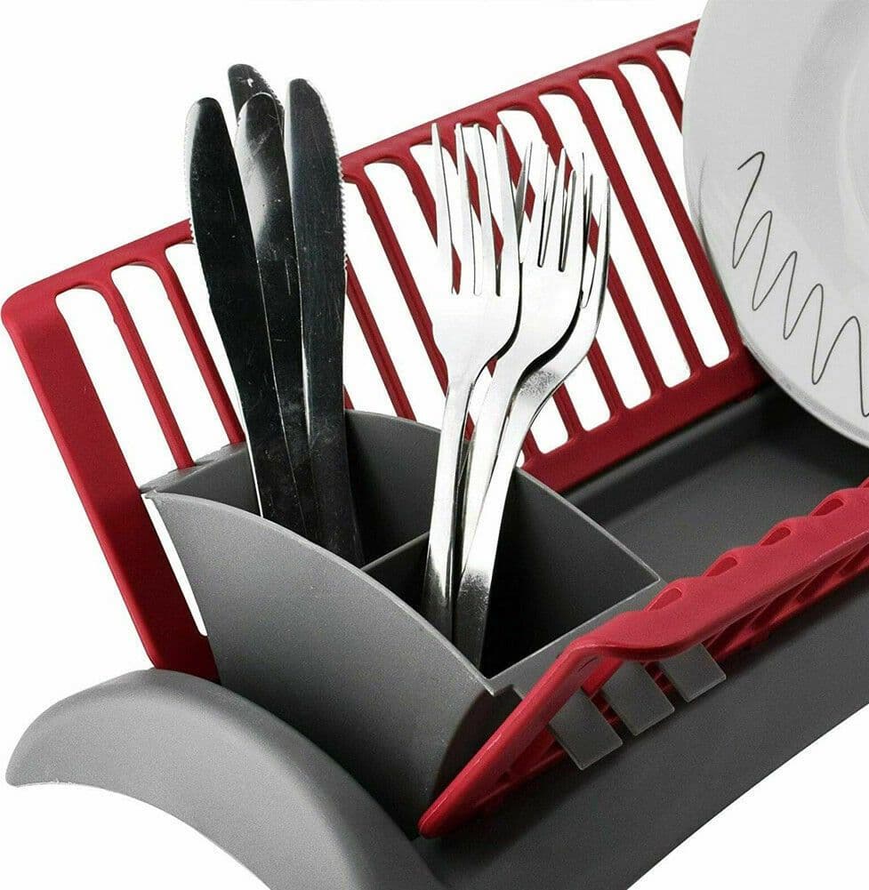 SCOLAPIATTI COLA PIATTI IN PLASTICA CON SCOLA POSATE CUCINA 46 X 26 X 14 CM - 5