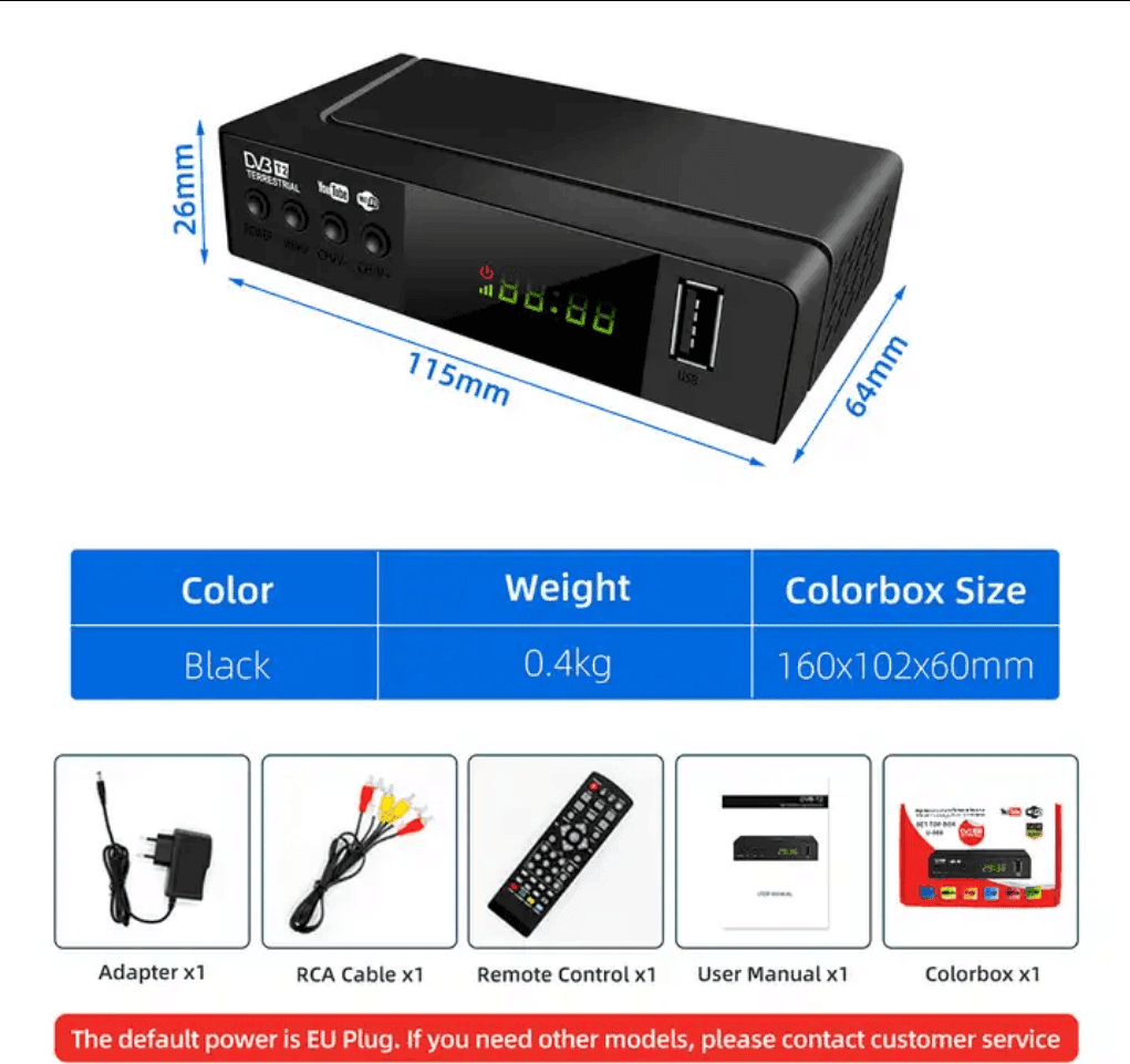 RICEVITORE DIGITALE TERRESTRE DECODER TV SCART MPMAN DVB-T 2012 TELECOMANDO USB - 6