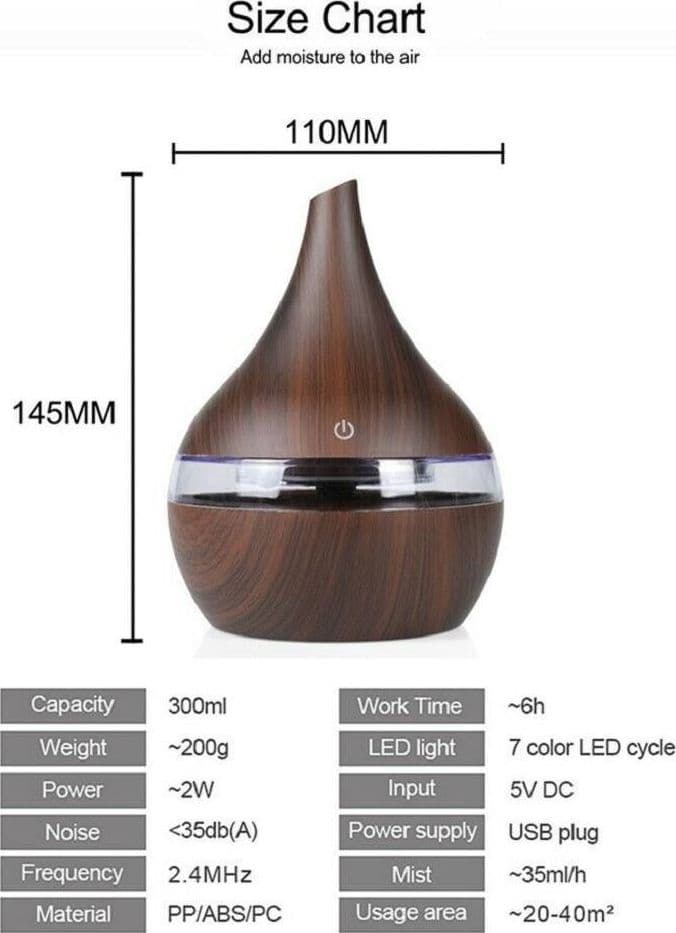 AROMATERAPIA 7 LED UMIDIFICATORE ULTRASUONI USB DEPURATORE DIFFUSORE AROMI YX041 - 4