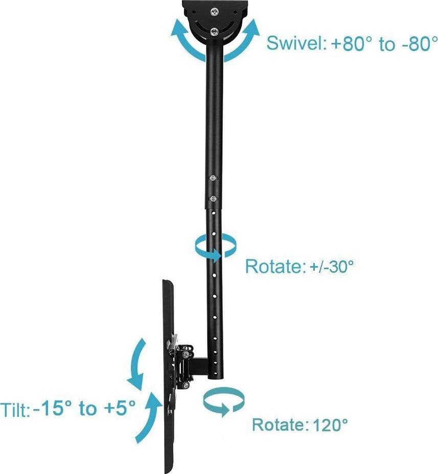 STAFFA PORTA TV MONITOR DA 37" A 55" SUPPORTO PARETE SOFFITTO 360° FINO 50KG - 8
