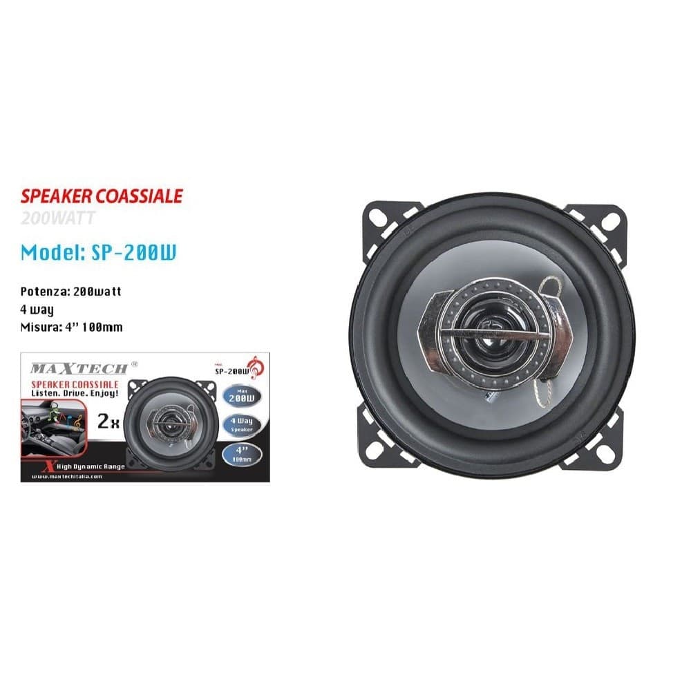 CASSE PER AUTO 200W AUDIO VOLUME SPEAKER COASSIALE MUSICA 4 VIE MAXTECH SP-200W - 2
