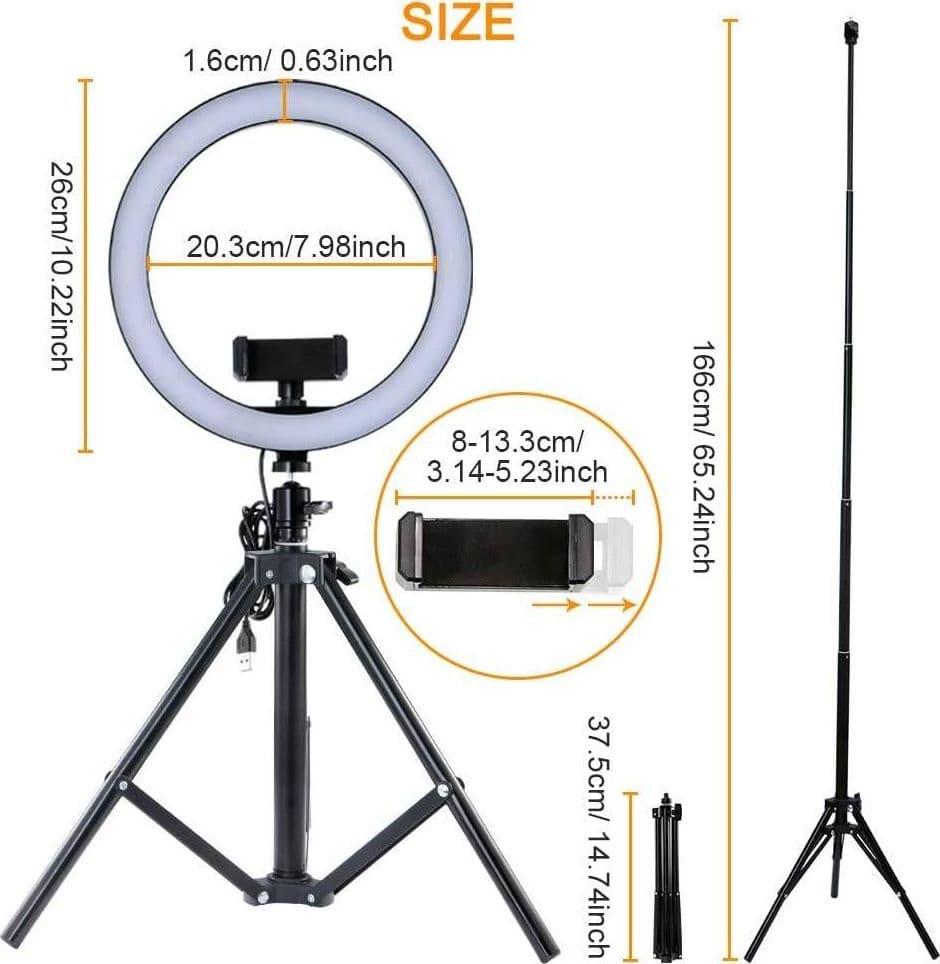 ANELLO LUCE LED RGB FOTOGRAFIA MAKEUP VIDEO CIRCOLARE 10" 26CM DIMMERABILE - 3