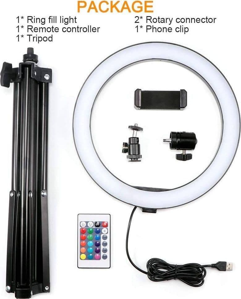 ANELLO LUCE LED RGB FOTOGRAFIA MAKEUP VIDEO CIRCOLARE 10" 26CM DIMMERABILE - 5