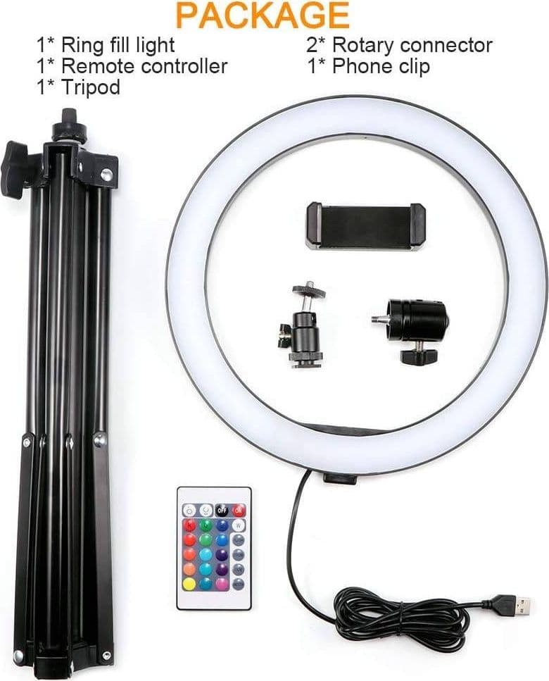 ANELLO LUCE LED RGB FOTOGRAFIA MAKEUP VIDEO CIRCOLARE 10" 26CM DIMMERABILE - 5