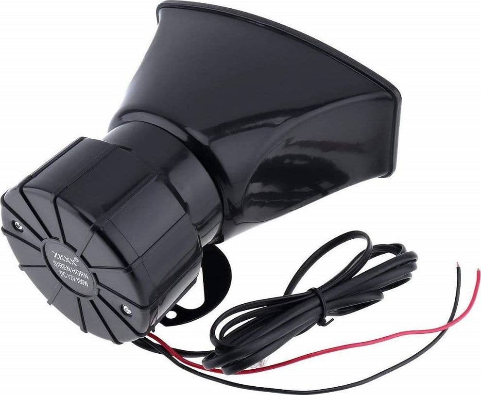 SIRENA CENTRALINA 7 CANALI 100W WATERPROOF ALLARME MICROFONO MEGAFONO AUTO 12V - 6