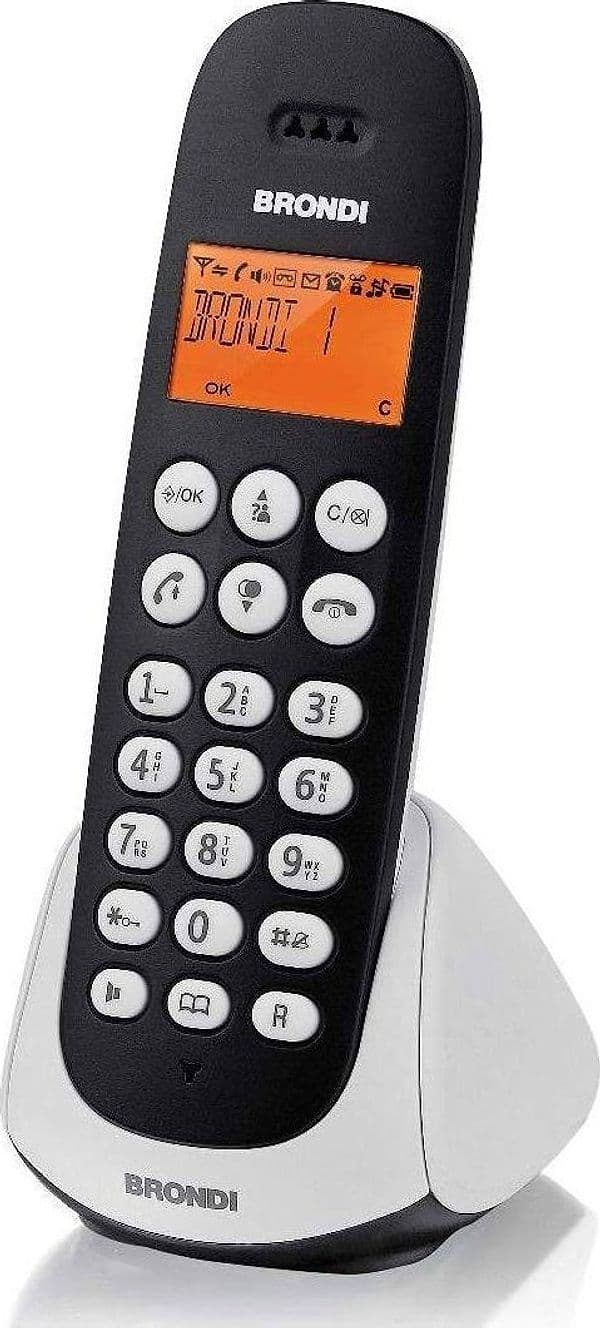 TELEFONO CORDLESS BRONDI ADARA BIANCO NERO RETROILLUMINATO CON SVEGLIA VIVAVOCE - 3