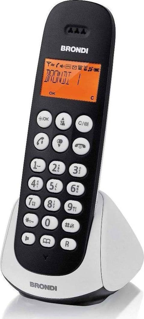 TELEFONO CORDLESS BRONDI ADARA BIANCO NERO RETROILLUMINATO CON SVEGLIA VIVAVOCE - 3