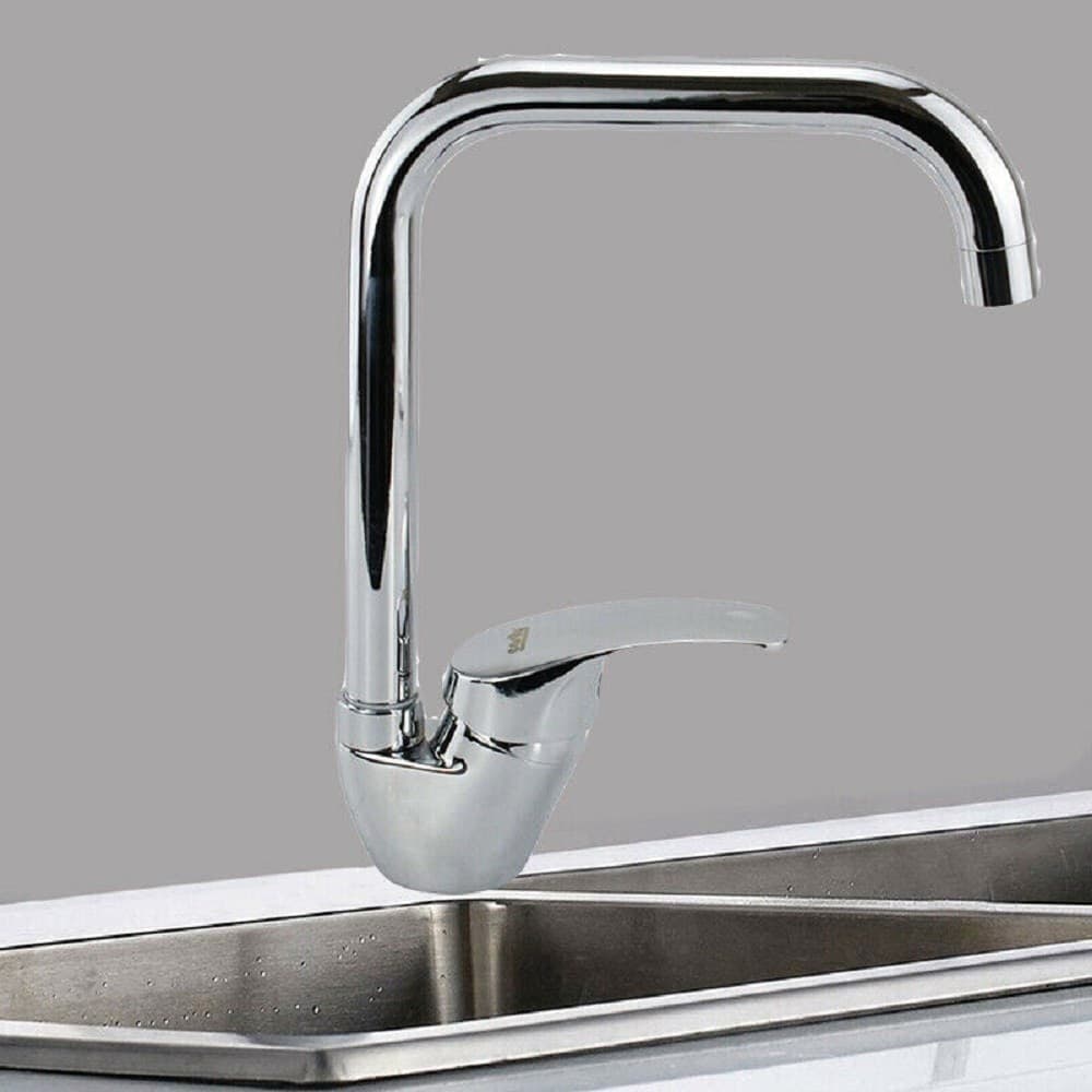 RUBINETTO CUCINA MISCELATORE LAVANDINO CANNA ALTA QUADRATA OTTONE CROMATO 69140 - 2