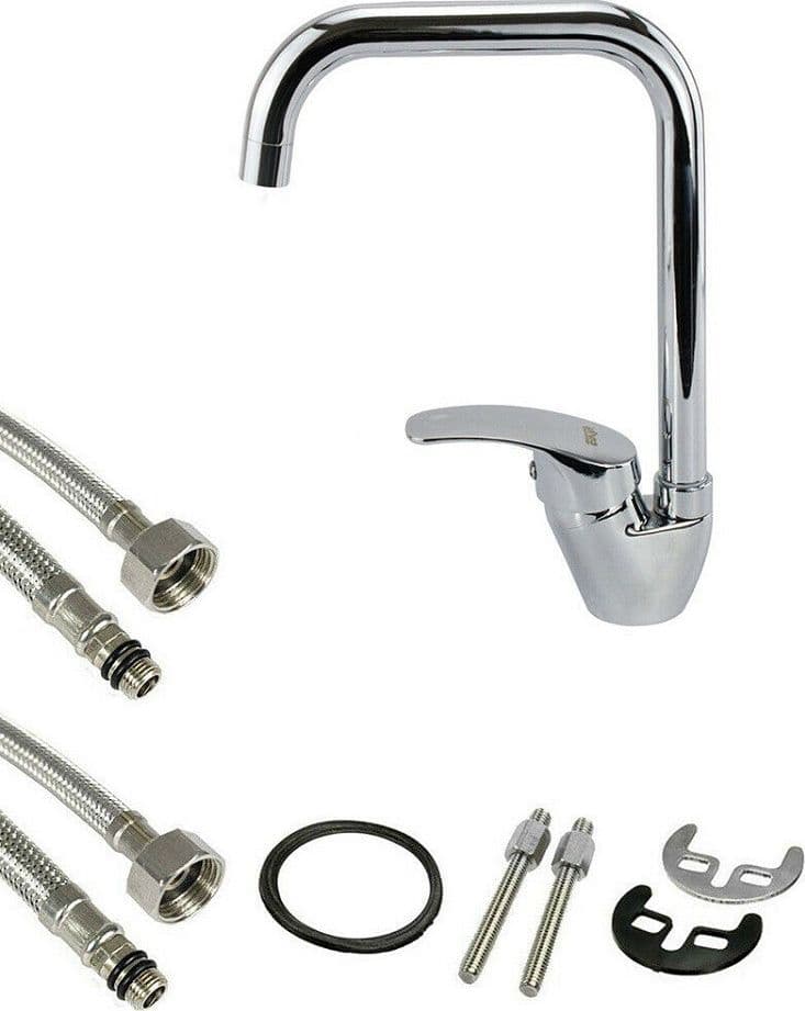 RUBINETTO CUCINA MISCELATORE LAVANDINO CANNA ALTA QUADRATA OTTONE CROMATO 69140 - 3