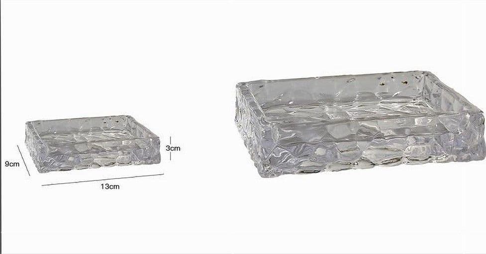 PIATTO PORTA SAPONE SAPONETTA VETRO TRASPERENTE EFFETTO SASSI ARREDO BAGNO 10364 - 2