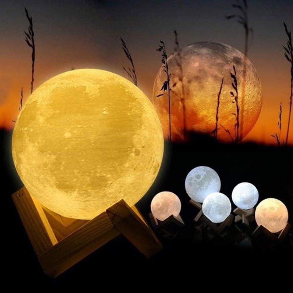LAMPADA LED 3D A FORMA DI LUNA USB LUNA LUCE REGOLABILE NOTTURNA RICARICABILE - 2