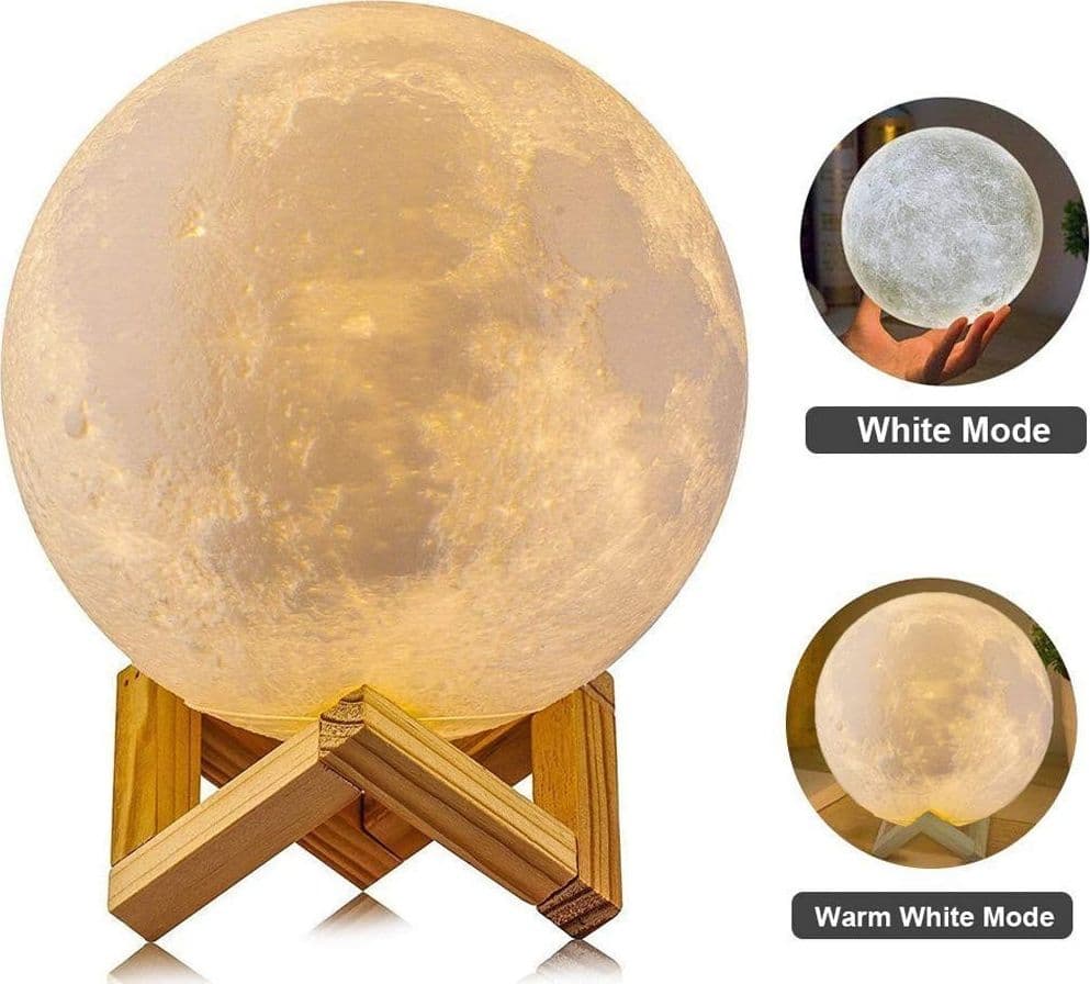 LAMPADA LED 3D A FORMA DI LUNA USB LUNA LUCE REGOLABILE NOTTURNA RICARICABILE - 3