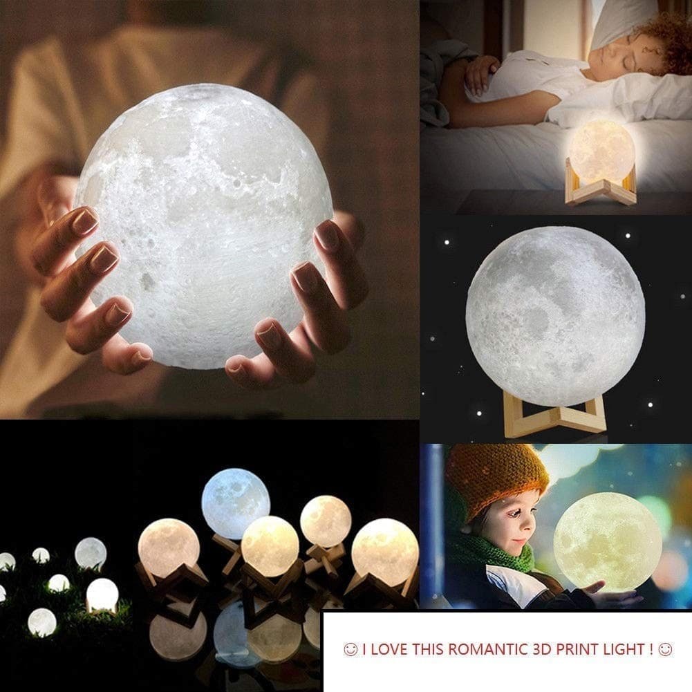 LAMPADA LED 3D A FORMA DI LUNA USB LUNA LUCE REGOLABILE NOTTURNA RICARICABILE - 8