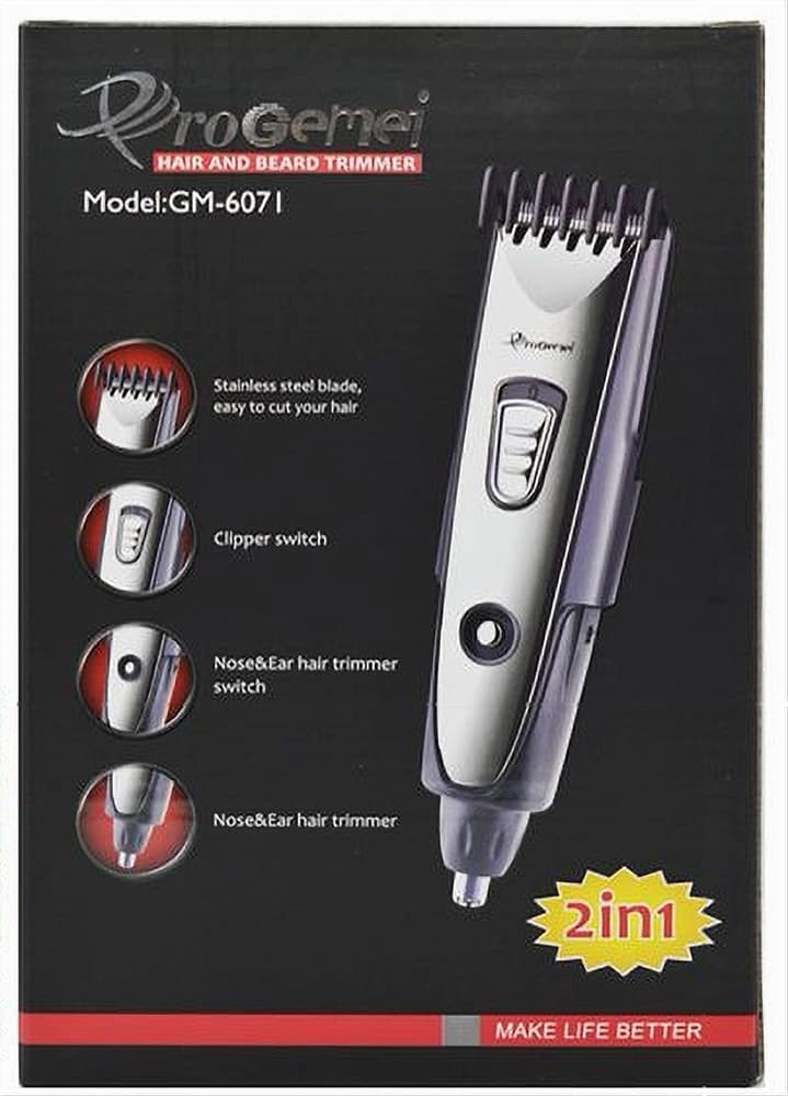 RASOIO UOMO + DEPILATORE TRIMMER 2IN1 6071 PELI NASO BARBA CAPELLI TAGLIACAPELLI - 3