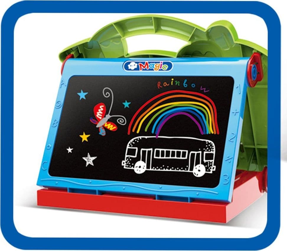 LAVAGNA LAVAGNETTA PER BAMBINI HIPPO 2IN1 CON GESSETTI CASSINO PENNARELLI VERDE - 2