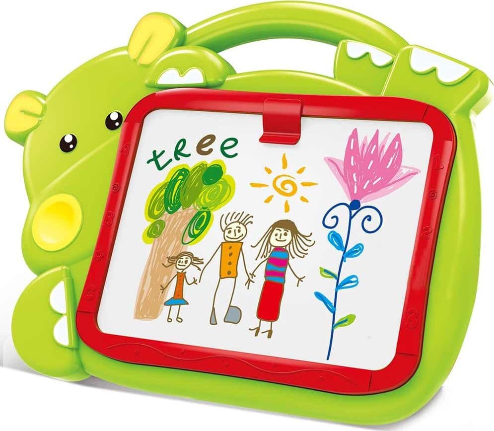 LAVAGNA LAVAGNETTA PER BAMBINI HIPPO 2IN1 CON GESSETTI CASSINO PENNARELLI VERDE - 5