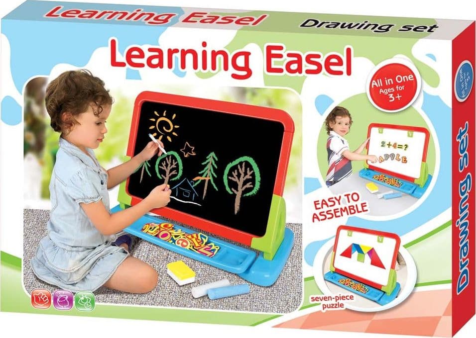 LAVAGNA CON SUPPORTO DA TAVOLO O PAVIMENTO CON ACCESSORI PUZZLE LETTERE NUMERI - 2