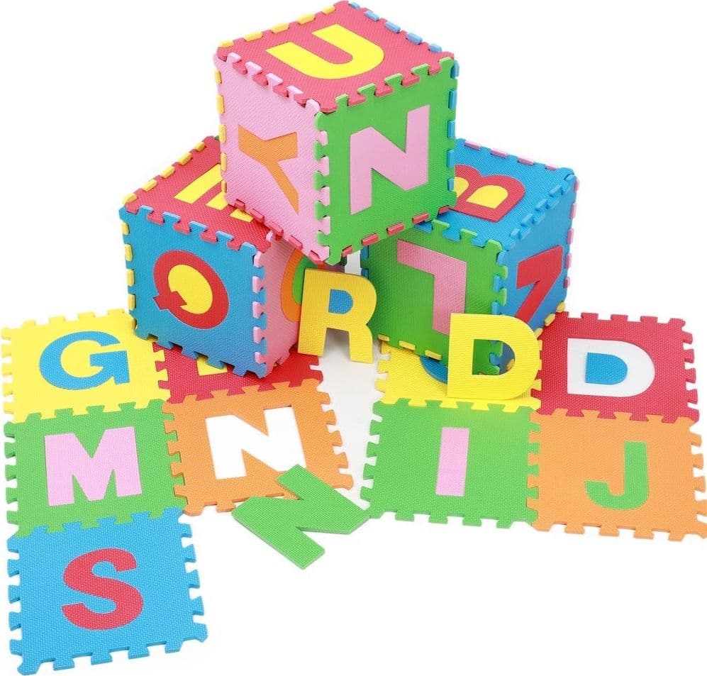 TAPPETO PUZZLE PER BAMBINI SET 60 PZ GIOCO TAPPETINO LETTERE ALFABETO GOMMA - 3