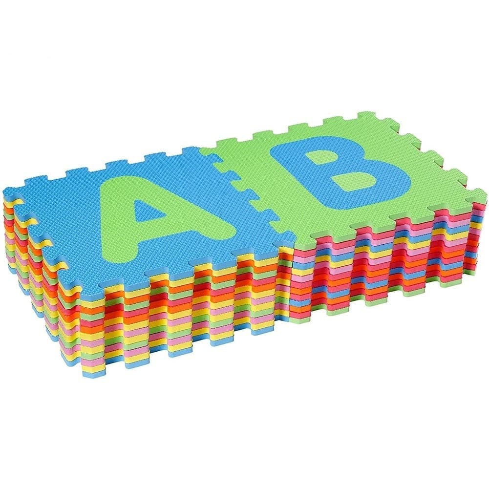 TAPPETO PUZZLE PER BAMBINI SET 60 PZ GIOCO TAPPETINO LETTERE ALFABETO GOMMA - 5