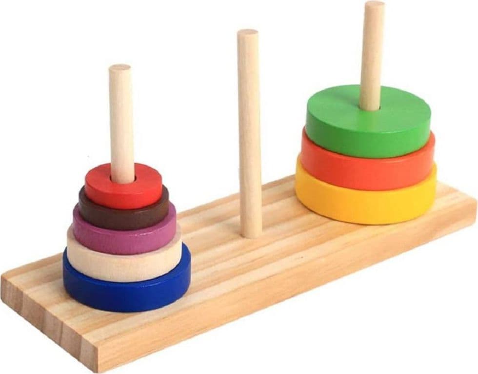 SET DI PUZZLE LEGNO ANELLO COLORATO TORRE GIOCATTOLI EDUCATIVI SVILUPPO BAMBINI - 2