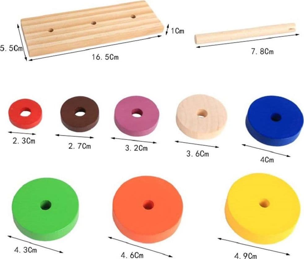 SET DI PUZZLE LEGNO ANELLO COLORATO TORRE GIOCATTOLI EDUCATIVI SVILUPPO BAMBINI - 4