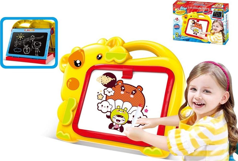 LAVAGNA MAGNETICA BAMBINI HIPPO 2IN1 CON GESSETTI CASSINO E PENNARELLI GIALLO - 3