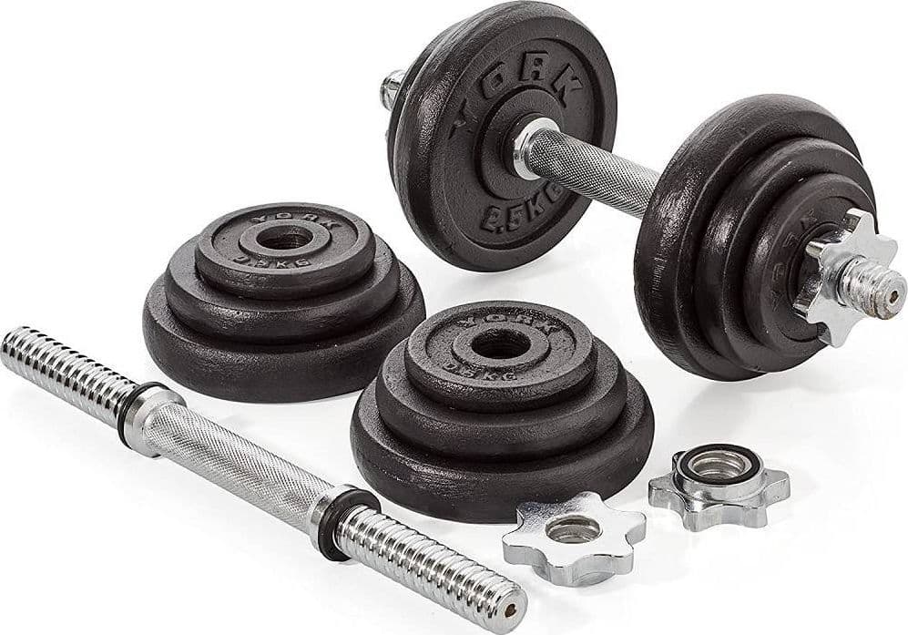 SET DI MANUBRI IN GHISA YORK FITNESS 20KG FORATURA 2,54CM ALLENAMENTO PALESTRA - 5