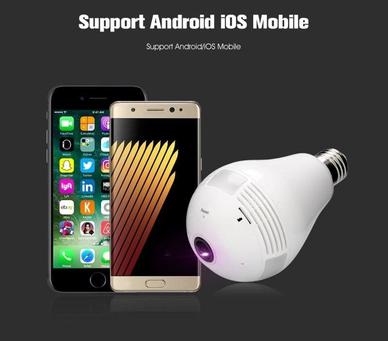 TELECAMERA LAMPADINA HD 360° HD WIFI P2P IR 960P GESTIBILE DA APP ANDROID IOS - 4