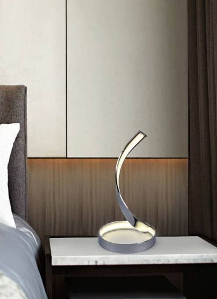 LAMPADA DA TAVOLO LED MODERNA A SPIRALE CURVA 12W LUCE COMODINO ARGENTO ABATJOUR - 6