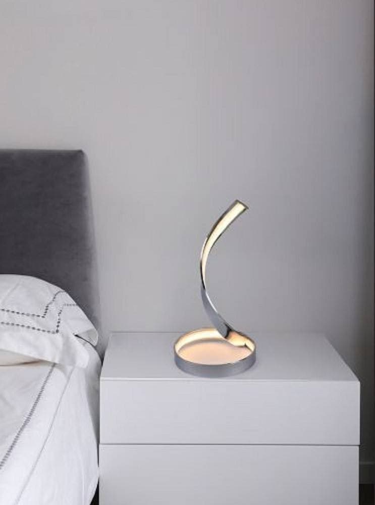 LAMPADA DA TAVOLO LED MODERNA A SPIRALE CURVA 12W LUCE COMODINO ARGENTO ABATJOUR - 8