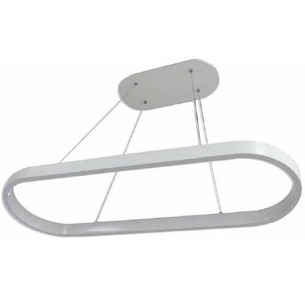 LAMPADARIO LED A SOSPENSIONE 50 WATT LAMPADA OVALE MODERNA BIANCO SOFFITTO B41 - 2